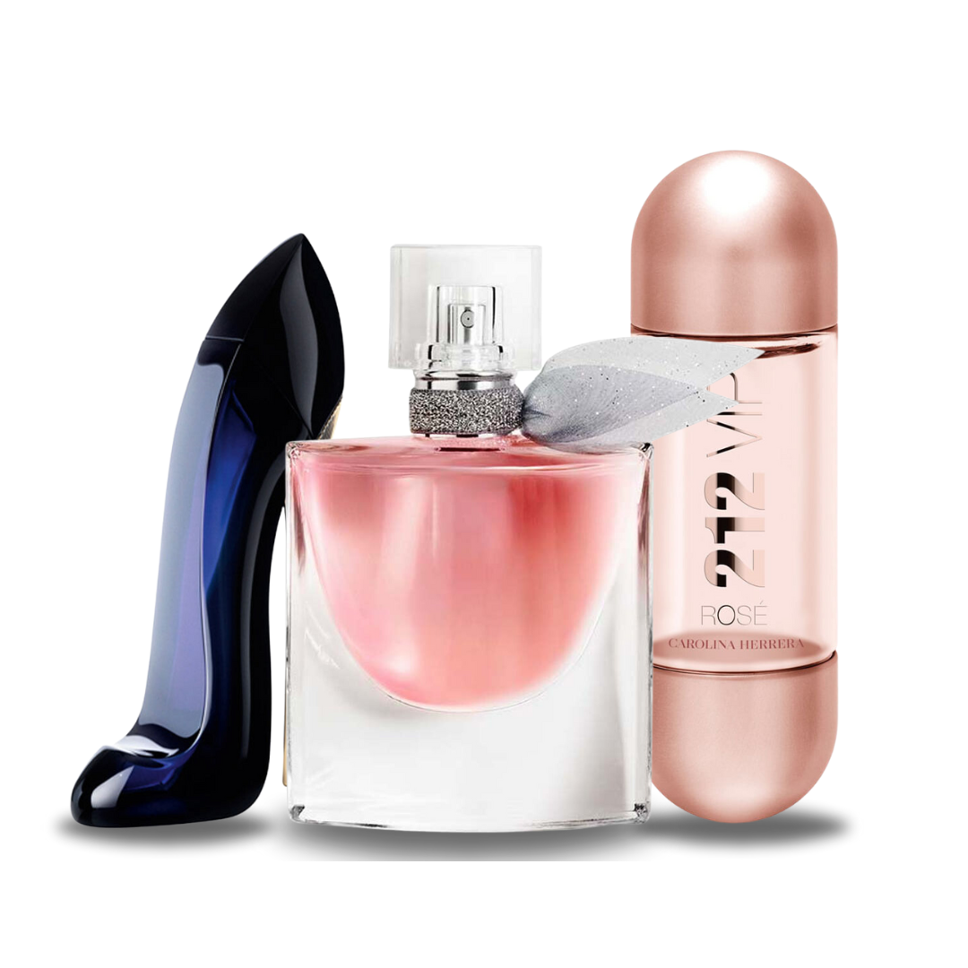 Combo af 3 Dameparfumer - Good Girl, La Vie Est Belle og 212 VIP Rosé [100 ml hver]