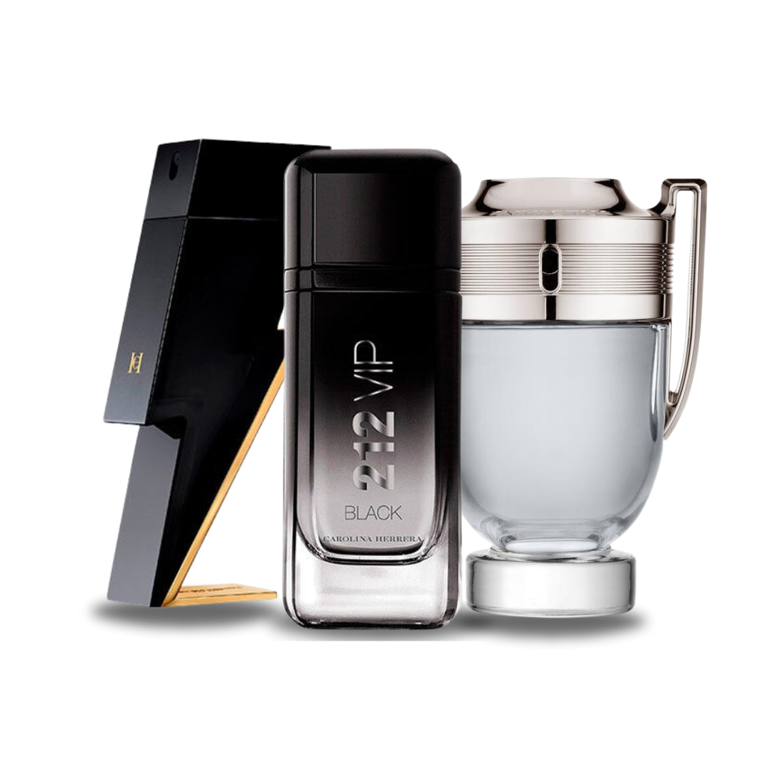 Combo af 3 Dufte - Bad Boy af Carolina Herrera, 212 VIP Black af Carolina Herrera og Invictus af Paco Rabanne [100 ml hver]